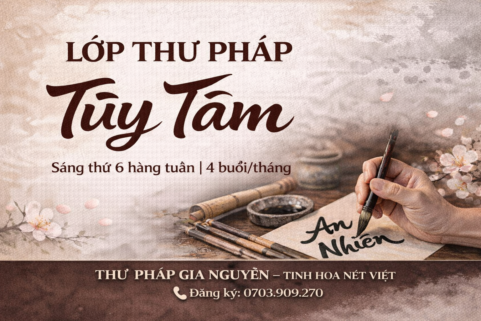 LỚP THƯ PHÁP TÙY TÂM TẠI TP.HCM